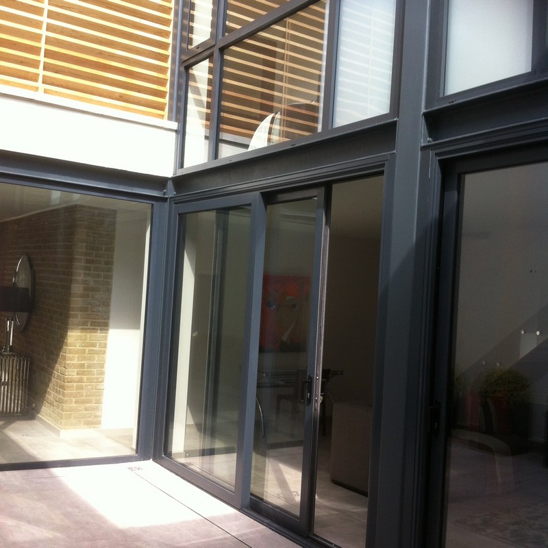 Anthracite aluminium sliding patio doors fitted in Southall